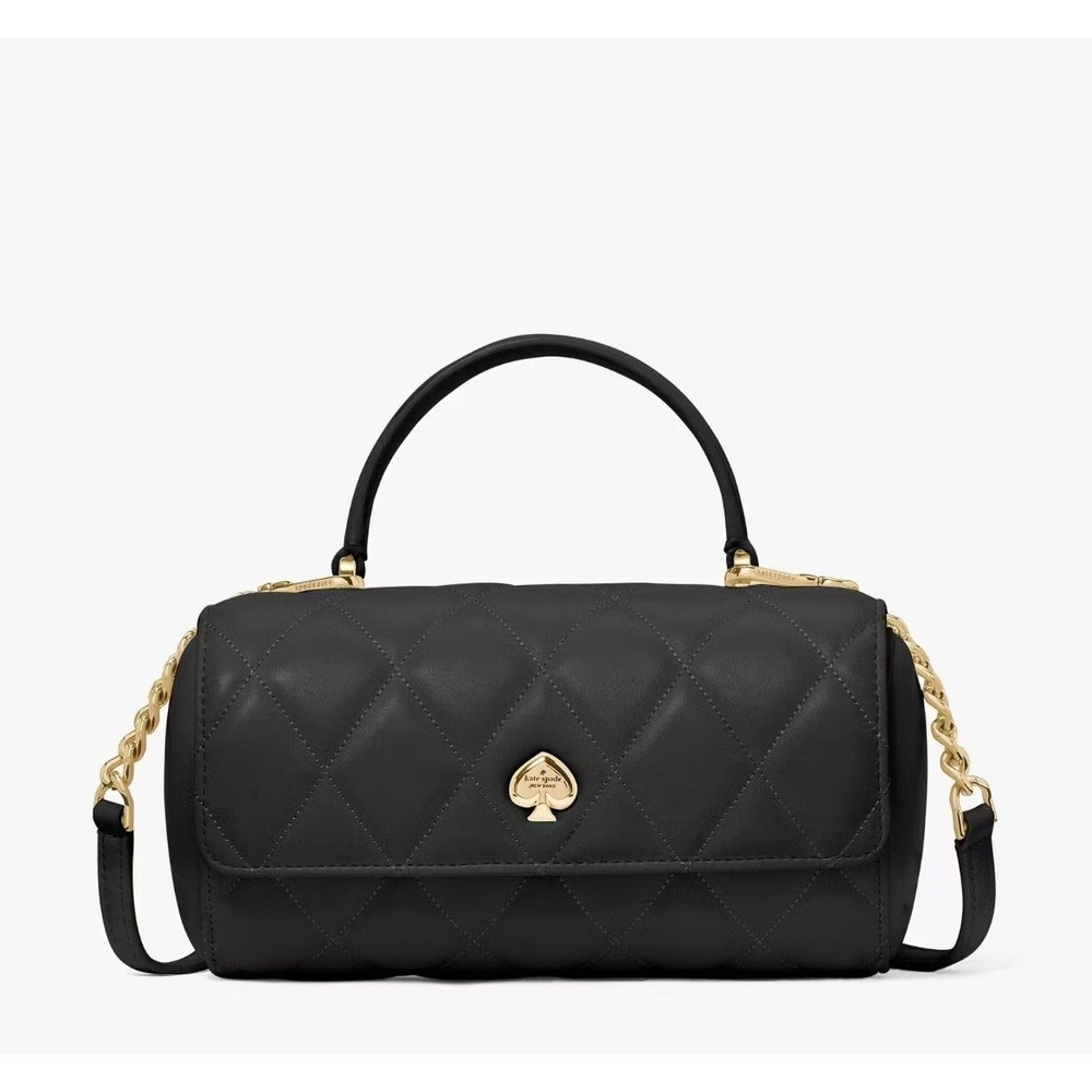 KATE SPADE HEART TO HEART 3D HEART BARREL QUILTED CROSSBODY Black KK175 NWT $429